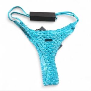 NWT Triangl Vinca-Tiel aqua blue crochet bikini bottom size XS With Zip Pouch